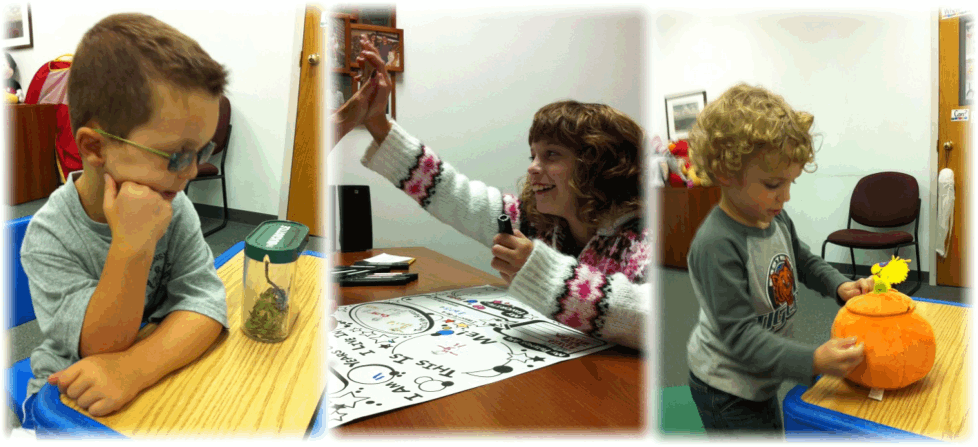 Pictures of children in therapy.