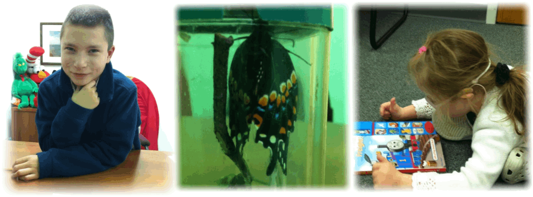 Pictures of children in therapy.